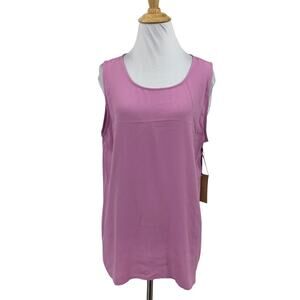 Halogen Tank Top Womens 1 Plus Corsage Scoop Neck Woven Sleeveless Tulip Hem